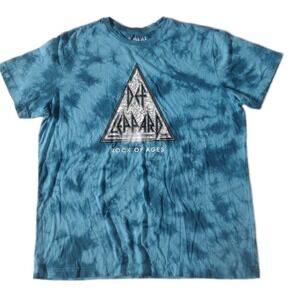 Def Leppard Rock of Ages Tie Dye Graphic T-Shirt Size 2X Band Tour Rock Tee‎